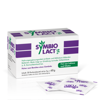 SymbioLact® B 1 x 30 Btl. - Produktabbildung von vorne mit Beutel - PZN 07493448