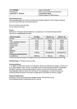 SymbioLact® A 1 x 30 Btl. - LMIV-Pflichtangaben - PZN 07493431