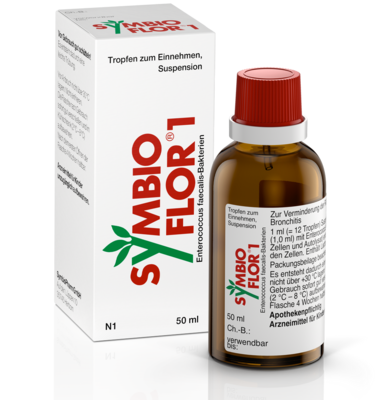 Symbioflor 1 N1 1 x 50 ml - Produktabbildung von vorne mit Flasche - PZN 00996086