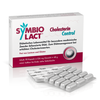 SymbioLact® Cholesterin Control 90 Kpsl. - Produktabbildung von vorne mit Kapsel - PZN 14237361